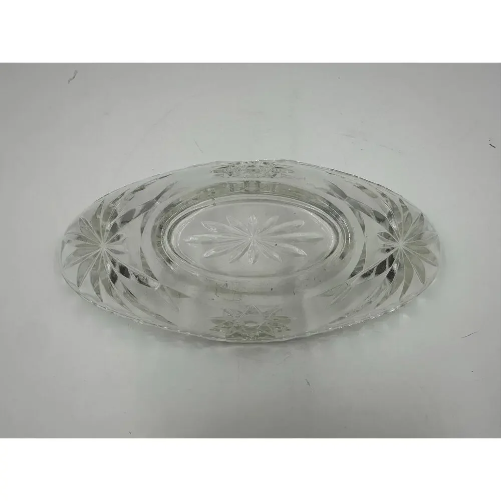 VTG Anchor Hocking EAPC Starburst Banana Split Dish Pressed Glass Relish Bowl 9